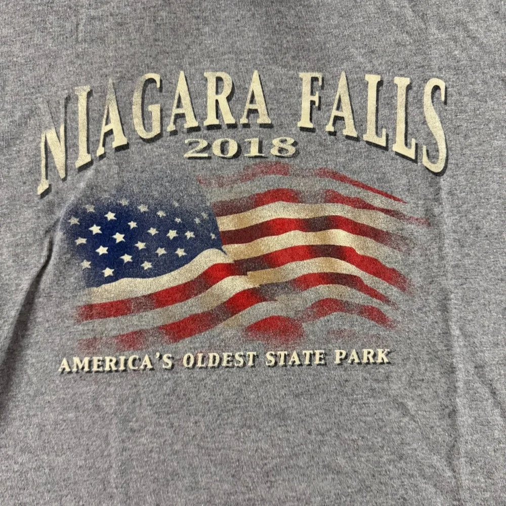 Delta T-Shirt Mens Medium Gray Niagara Falls 2018 USA Flag Graphic Steetwear - Picture 8 of 8